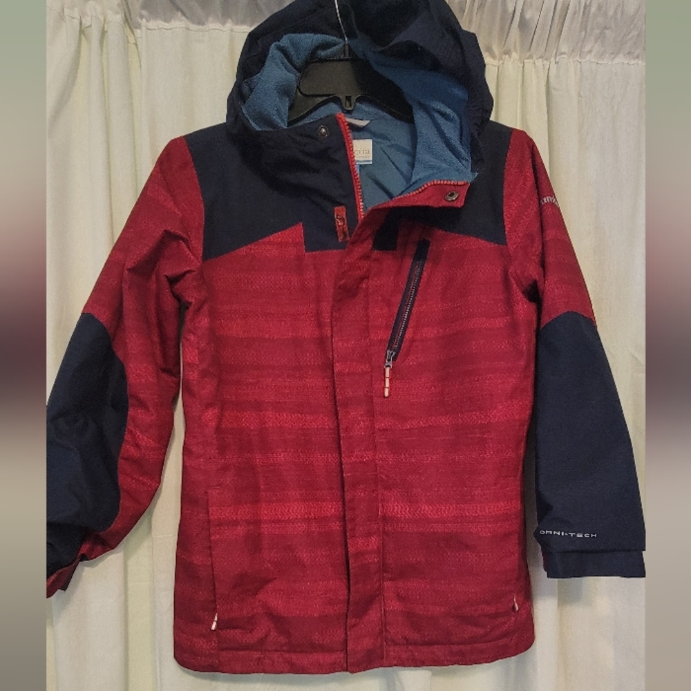 Columbia Whirlibird Jacket Youth Medium 10/12 Red Blue Omni Tech